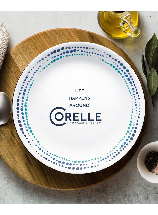 Corelle Ocean Blues 16-Piece Dinnerware Set, Vitrelle Glass, Chip & Break Resistant, Lightweight & Stackable, Dishwasher & Microwave Safe, Service for 4, Includes 4 x Dinner Plates, 4 x Bread & Butter Plates, 4 x 10 oz Soup Bowls & 4 x 18 oz Cereal Bowls - Image 4